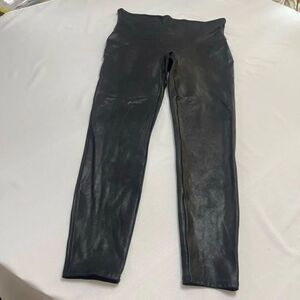 Spanx Shiny Faux Leather Leggings Black Plus Size 1X